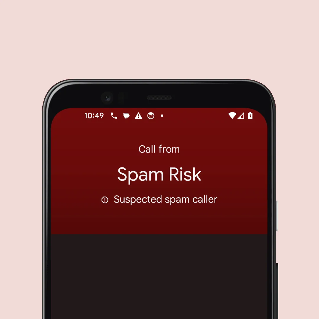 Phone screen showing Spam Likely warning